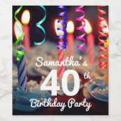 40e/année Anniversaire Étiquettes de bouteille (Étiquettes simples)