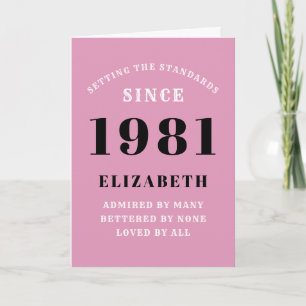 40e anniversaire 1981 Rose Noir Carte personnalisé