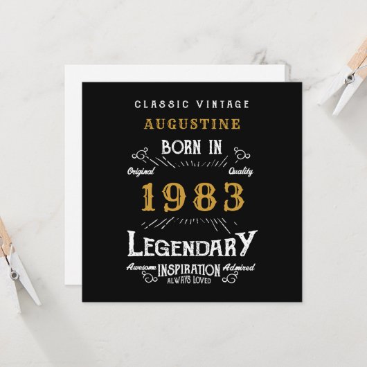 40e anniversaire 1983 Carte de voeux Retro Black G (Devant/Arrière en situation)