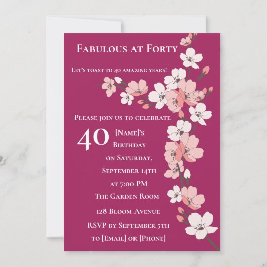 40e anniversaire 40e anniversaire invitations pour (Devant)