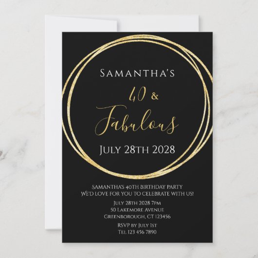 40e anniversaire Black Gold Invitation (Devant)