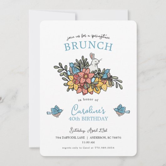 40e anniversaire Brunch Springtime Invitation (Devant)