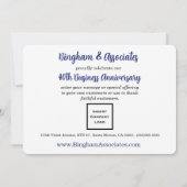 40e anniversaire Business Faire-part bleu (Dos)