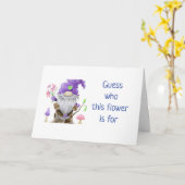 ***40e ANNIVERSAIRE*** Carte GNOME COMIQUE (Fleur jaune)