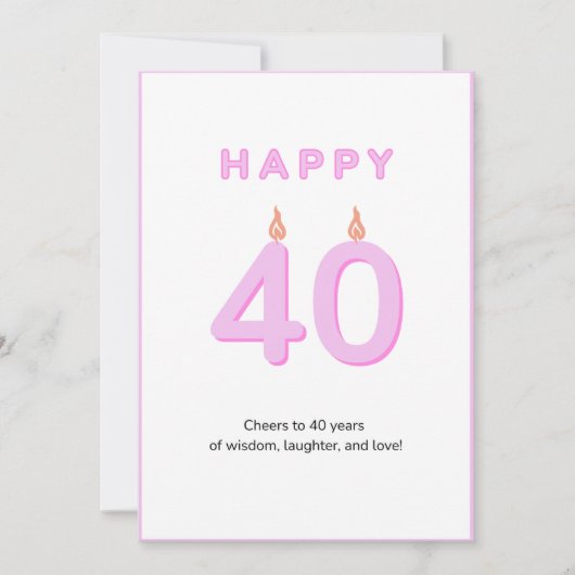 40e Anniversaire Carte rose (Devant)