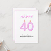 40e Anniversaire Carte rose (Devant/Arrière en situation)