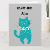 40e anniversaire chat 40 ans simple carte de nom c (Devant)