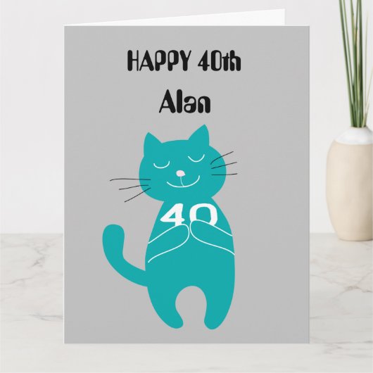 40e anniversaire chat 40 ans simple carte de nom c (Devant)