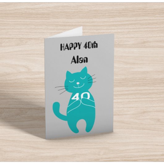 40e anniversaire chat 40 ans simple carte de nom c