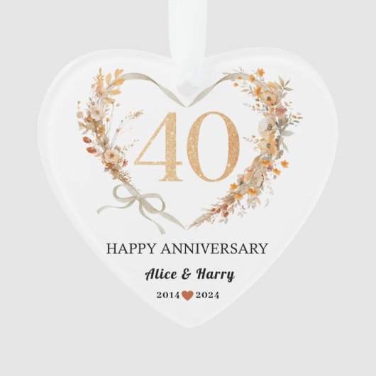 40e anniversaire 💕 coeur en forme de souvenir en (devant)