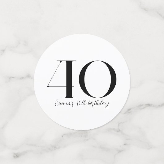 40e anniversaire Confetti noir et blanc (Petit recto)