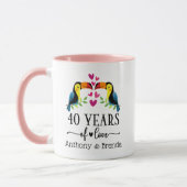 40e Anniversaire Couple Oiseau Matching Mug (Gauche)