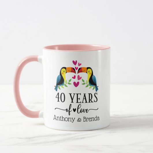 40e Anniversaire Couple Oiseau Matching Mug (Gauche)