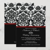 40e Anniversaire Damask Invitation Merlot Rouge (Devant / Derrière)