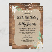 40e anniversaire de la fête Invitation florale de  (Devant / Derrière)