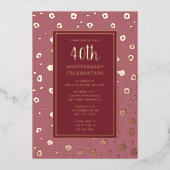 40e anniversaire de Mariage Invitations Ruby Rose (Recto)