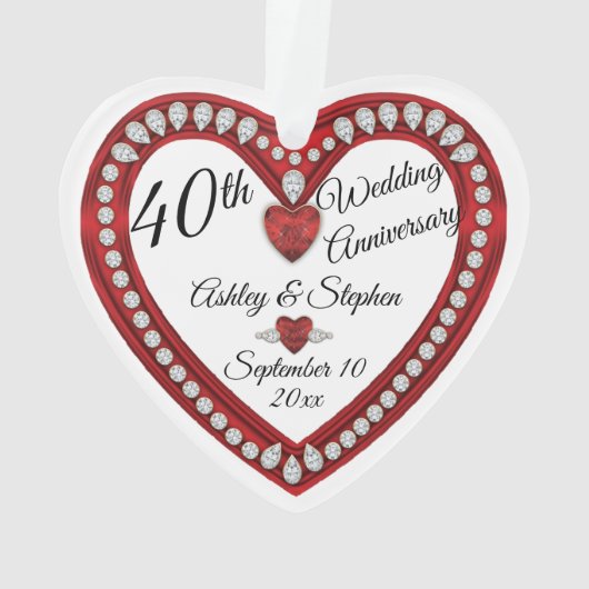 40e anniversaire de Mariage Ruby Diamonds Keepsaké (dos)