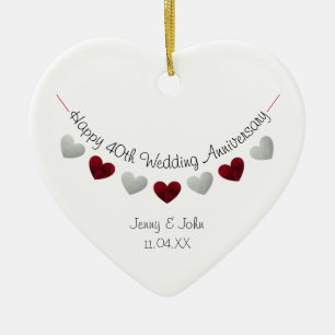 40e anniversaire de ruby mariage ornement de coeur