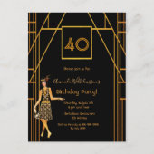 40e anniversaire d'or noir art déco invitation sty (Devant)