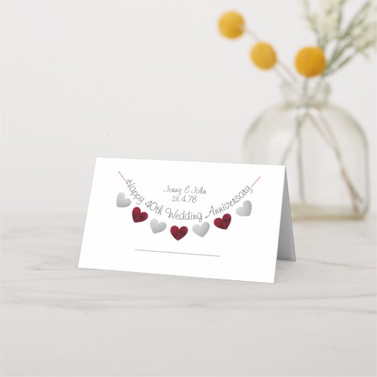 40e anniversaire du Mariage Cartes cardiaques Ruby (Devant)