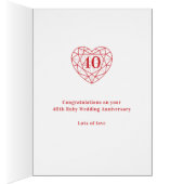 40e anniversaire du mariage de rubis 40 ans carte  (Intérieur (Droit))