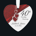 40e anniversaire du Mariage de Ruby Keepsaké<br><div class="desc">40ème, 52ème ou 80ème anniversaire de Ruby Mariage Keepsaké Design Ornament. Ce beau ornement sera un succès avec ce couple spécial ou cette ou ces personnes. Il fonctionnerait aussi bien pour tout autre événement ou occasion comme un fiançailles, un mariage, un anniversaire, un diplôme, une retraite, etc... en changeant simplement...</div>