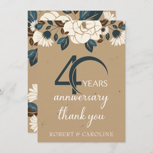 40e anniversaire du Mariage Merci Floral (Devant / Derrière)