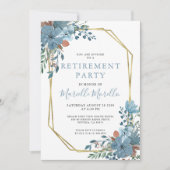 40e anniversaire Dusty Blue Floral Invitation (Devant)