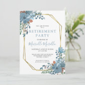 40e anniversaire Dusty Blue Floral Invitation (Debout devant)
