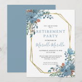 40e anniversaire Dusty Blue Floral Invitation (Devant / Derrière)