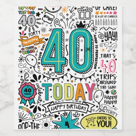 40e anniversaire Étiquette (Étiquettes simples)