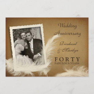 40e anniversaire Fancy Vintage Photo Invitations