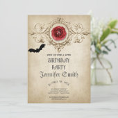40e anniversaire fête gothique rouge Invitation (Debout devant)