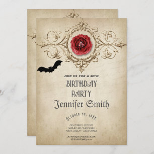 40e anniversaire fête gothique rouge Invitation