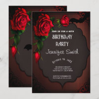 40e anniversaire fête gothique rouge Invitation