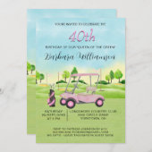 40e Anniversaire Fête Lady Golfer Thème Invitation (Devant / Derrière)