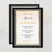 40e anniversaire fête noir blanc or invitation (Devant / Derrière)