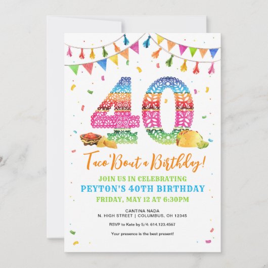 40e anniversaire Fiesta Invitation (Devant)