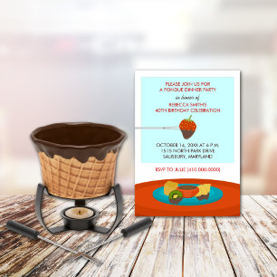 40e anniversaire Fondue Diner fêtes Invitations