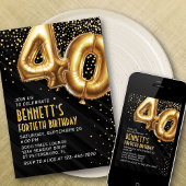40e anniversaire Gold Black Invitation