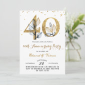 40e anniversaire Gold Floral Invitation (Debout devant)