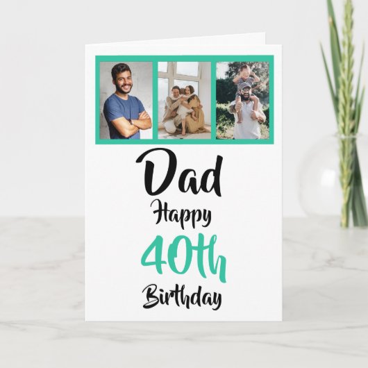 40e anniversaire heureux papa photo collage carte (Devant)
