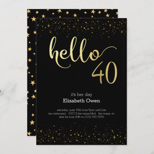 40e anniversaire Invitation (Devant / Derrière)