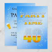 40e anniversaire invitation à la fête avec bière (Devant / Derrière)