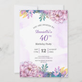 40e anniversaire invitation à la floraison violett (Devant)