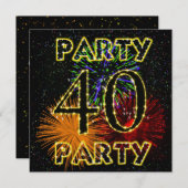 40e anniversaire invitation avec feux d'artifice (Devant / Derrière)