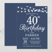 40e anniversaire Invitation Bleu (Devant / Derrière)