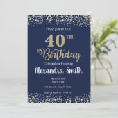 40e anniversaire Invitation - Bleu avec parties sc (Debout devant)