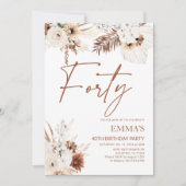 40e anniversaire Invitation Boho Pampas (Devant)