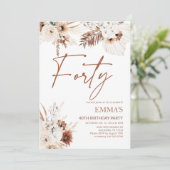 40e anniversaire Invitation Boho Pampas (Debout devant)